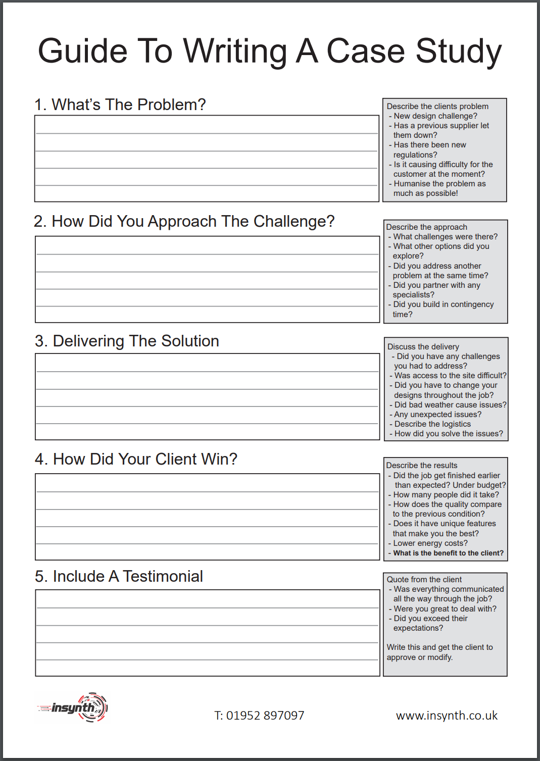 Case Study Cheat Sheet For Building Products